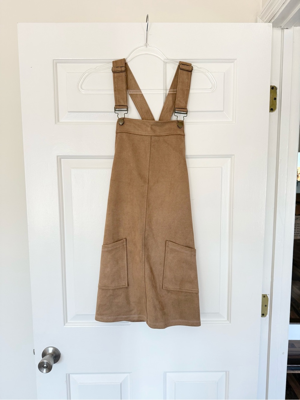 Faux Suede Overall Mini Dress
